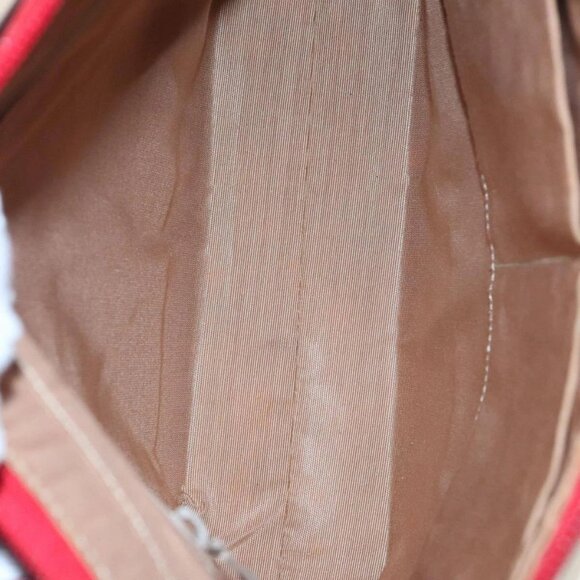 BURBERRY Nova Check Hand Bag Canvas Leather Beige Gold Red Auth 90271 - Picture 10 of 16